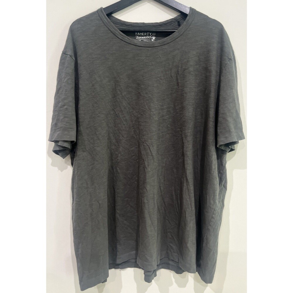 Faherty Mens Sunwashed T Shirt Crewneck Short Sleeve Gray XXL